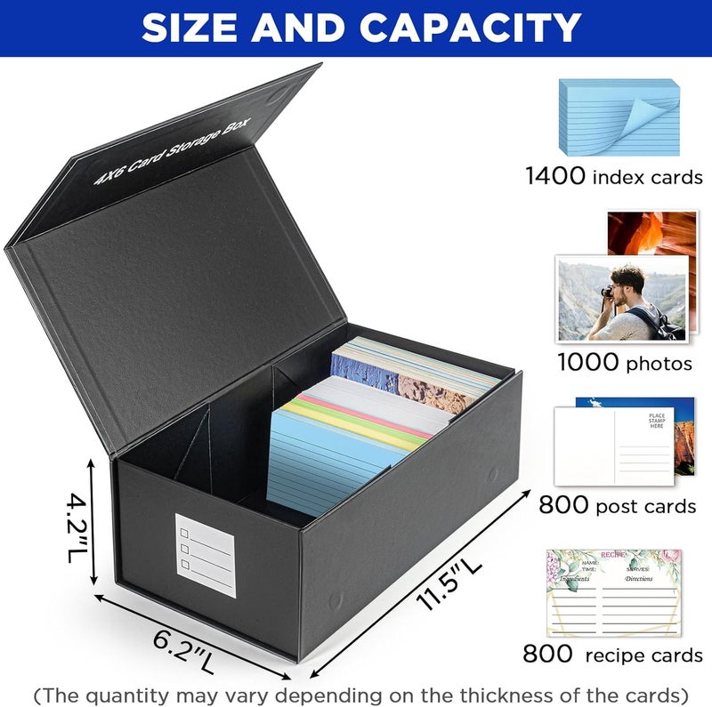 CollectHall 4x6 Index Card Holder Storage Box, Index Card Holder Organizer, 4x6 Recipe Card Box- 1 Pack - Image 2